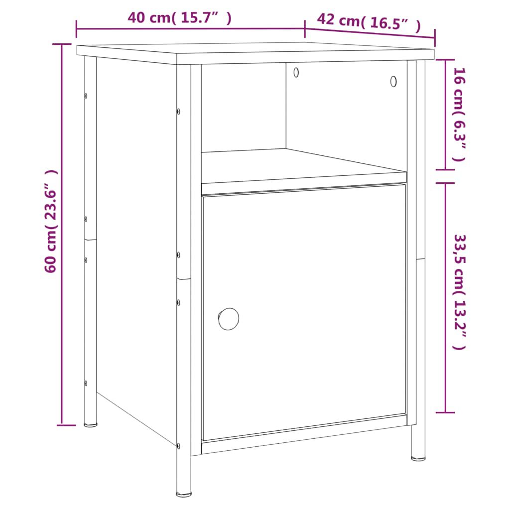 vidaXL Κομοδίνο Καφέ Δρυ 40 x 42 x 60 εκ. από Επεξεργασμένο Ξύλο