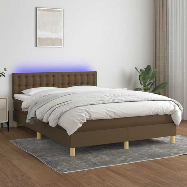 vidaXL &Kappa;&rho;&epsilon;&beta;ά&tau;&iota; Boxspring &mu;&epsilon; &Sigma;&tau;&rho;ώ&mu;&alpha; & LED &Sigma;&kappa;.&Kappa;&alpha;&phi;έ 140x190 &epsilon;&kappa; &Upsilon;&phi;&alpha;&sigma;&mu;ά&tau;&iota;&nu;&omicron;
