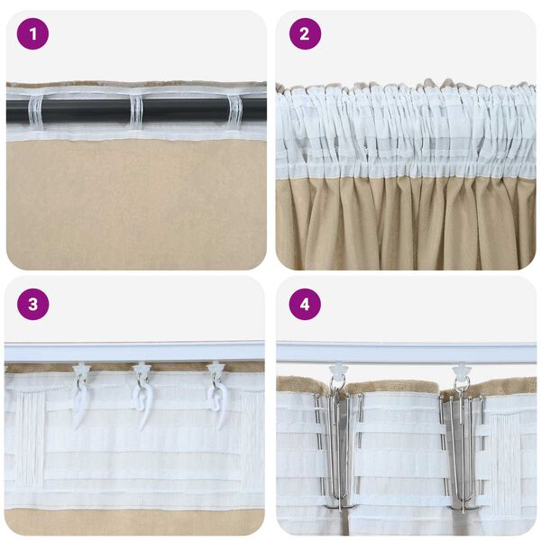 vidaXL Κουρτίνα με κουρτίνες 2 pcs Κρεμ 175 x 140 εκ. Βελούδο