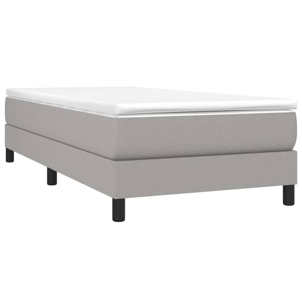 vidaXL Κρεβάτι Boxspring με Στρώμα Ανοιχτό Γκρι 90x200 εκ. Υφασμάτινο