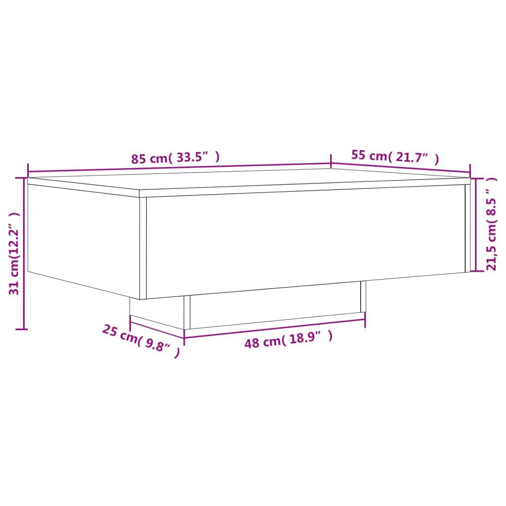vidaXL Τραπεζάκι Σαλονιού με Φώτα LED Γκρι Sonoma 85x55x31 εκ.