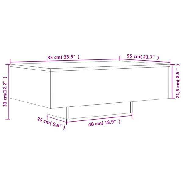vidaXL Τραπεζάκι Σαλονιού με Φώτα LED Γκρι Sonoma 85x55x31 εκ.