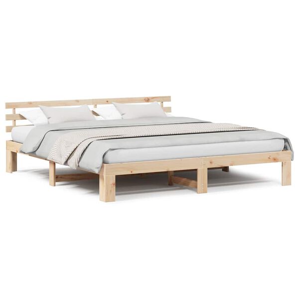 vidaXL Σκελετός Κρεβατιού Καφέ 200 x 200 cm Μασίφ ξύλο πεύκου