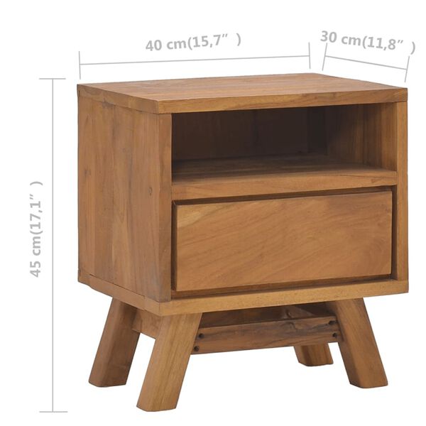 vidaXL Κομοδίνο 40 x 30 x 45 εκ. από Μασίφ Ξύλο Teak