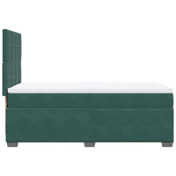 vidaXL Κρεβάτι Boxspring με Στρώμα Σκούρο Πράσινο 90x200 εκ. Βελούδινο