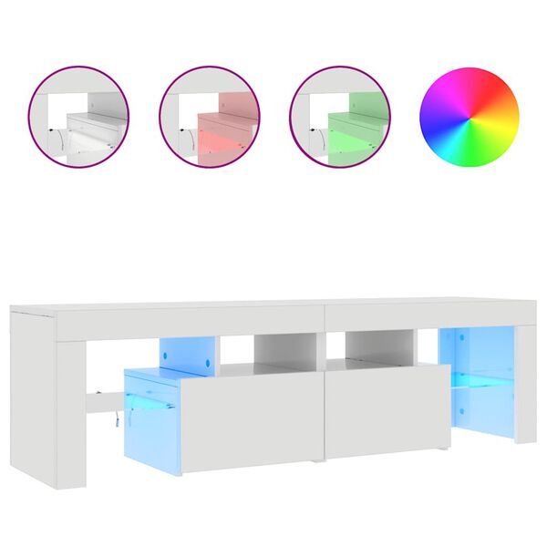 vidaXL Έπιπλο Τηλεόρασης με LED Γυαλιστερό Λευκό 140x36,5x40 εκ.