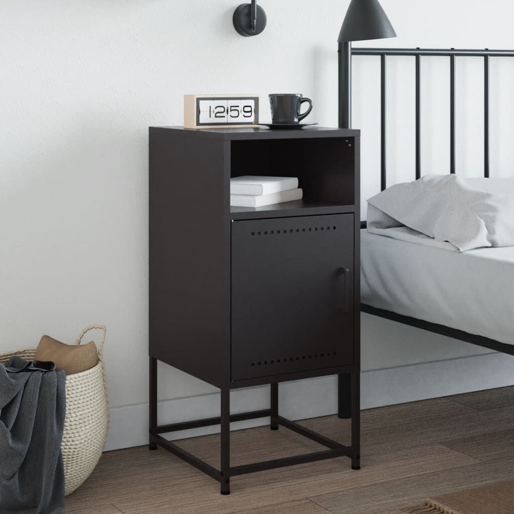vidaXL Κομοδίνο Μαύρο 36x39x78 εκ. από Χάλυβα
