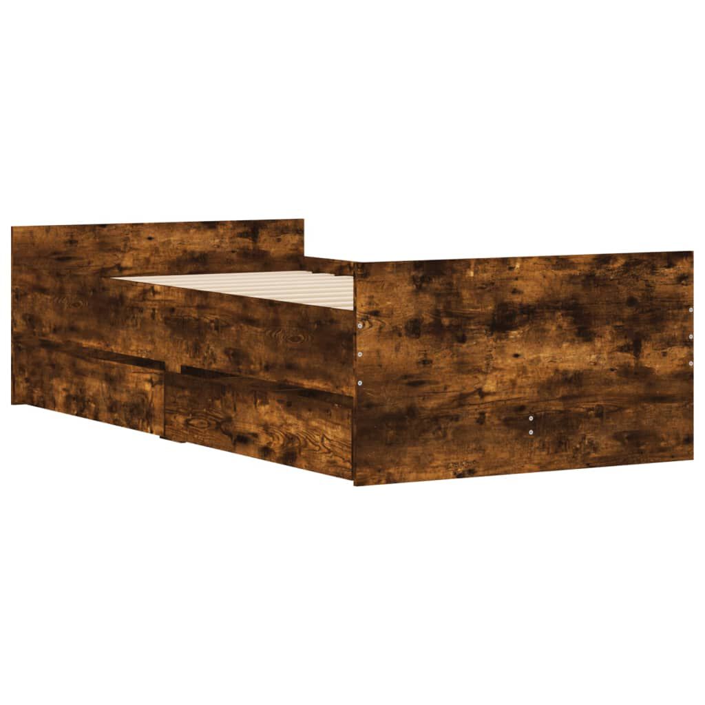 vidaXL Πλαίσιο Κρεβατιού Με Συρτάρια Δρυς 75x190 εκ Small Single