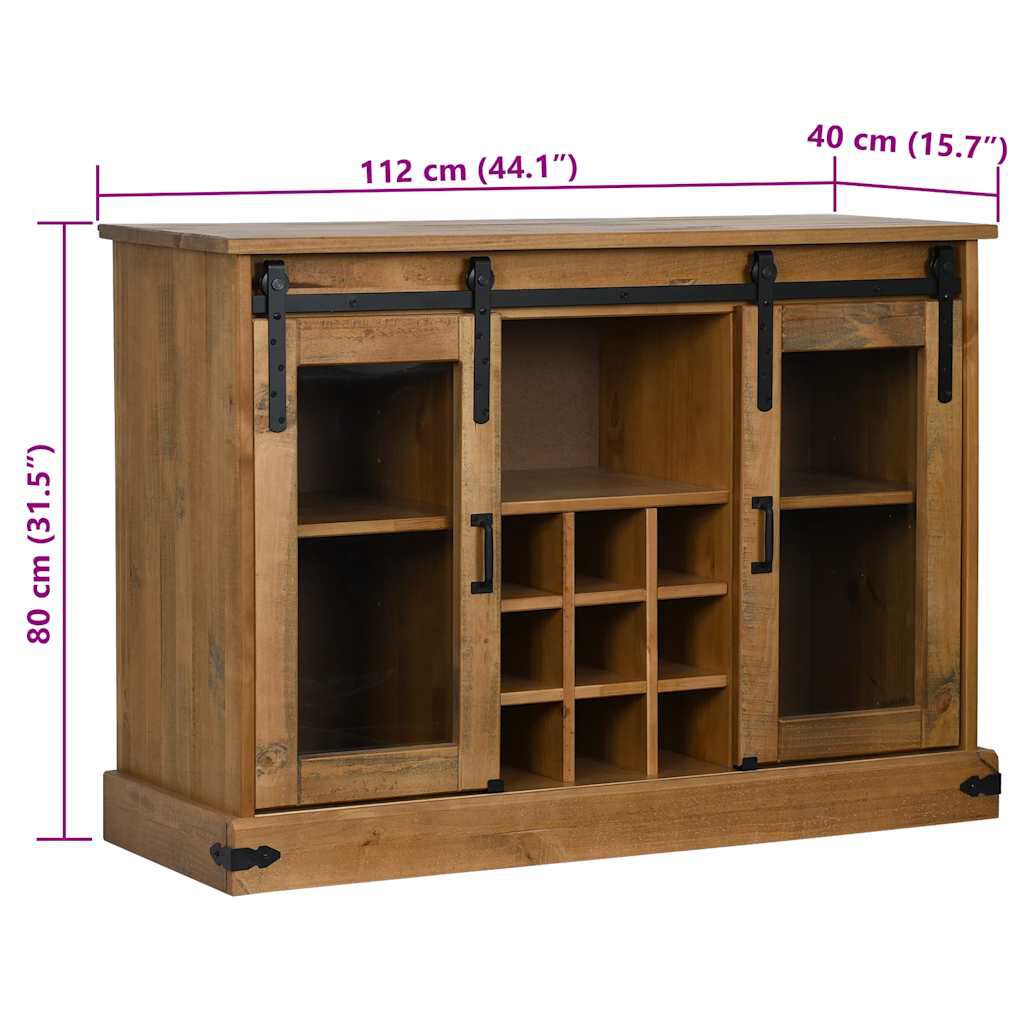 vidaXL Sideboard HALDEN 2 συρόμενες πόρτες 112x40x80 cm μασίφ ξύλο