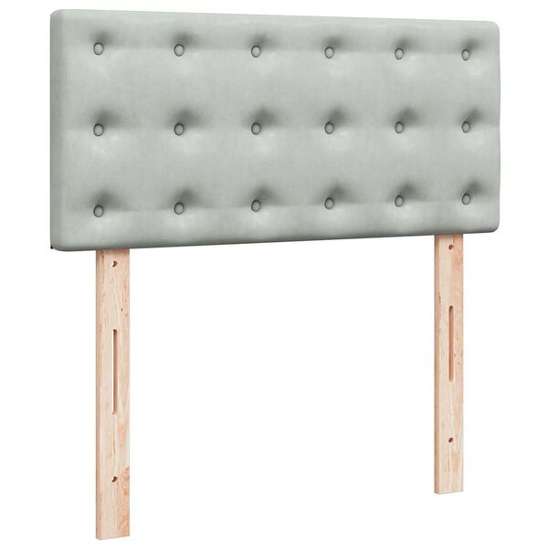vidaXL Κρεβάτι Boxspring με Στρώμα Ανοιχτό Γκρι 100x200 εκ. Βελούδινο