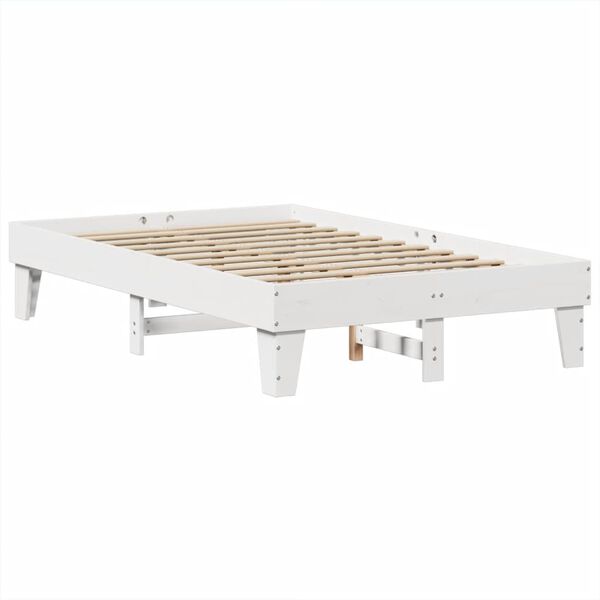 vidaXL Σκελετός Κρεβ. Χωρίς Στρώμα Λευκό 135x190 εκ Μασίφ Πεύκο