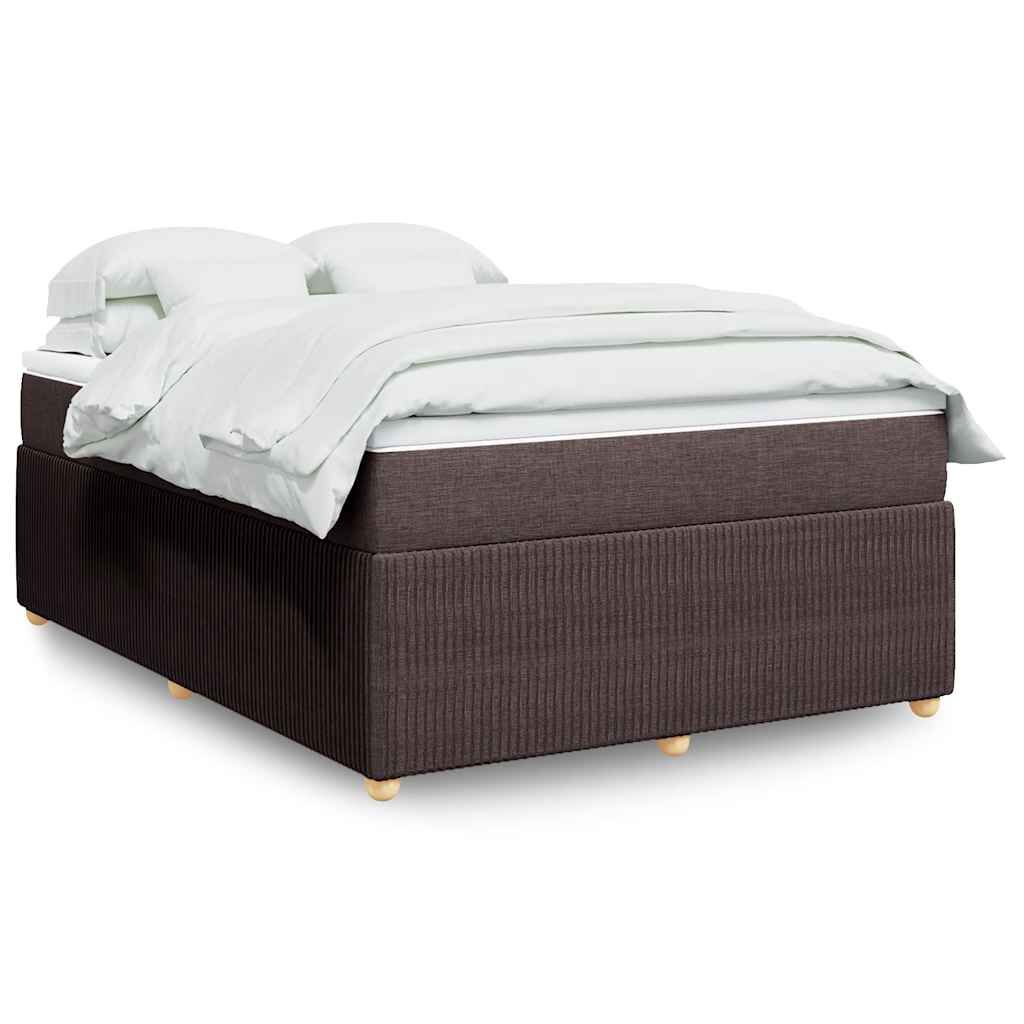 vidaXL Κρεβάτι Boxspring με Στρώμα Σκούρο Καφέ 140x200 εκ Υφασμάτινο