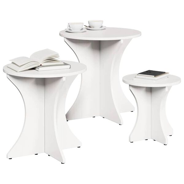 vidaXL Τραπεζάκι σαλονιού 3 pcs Λευκό 46 x 46 x 47 εκ.