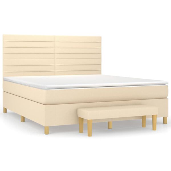 vidaXL &Kappa;&rho;&epsilon;&beta;ά&tau;&iota; Boxspring &mu;&epsilon; &Sigma;&tau;&rho;ώ&mu;&alpha; &Kappa;&rho;&epsilon;&mu; 180x200 &epsilon;&kappa;. &Upsilon;&phi;&alpha;&sigma;&mu;ά&tau;&iota;&nu;&omicron;