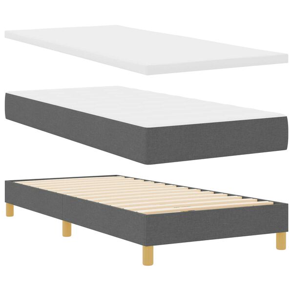 vidaXL Κρεβάτι box spring με στρώμα Σκούρο Γκρι 90 x 200 cm ύφασμα