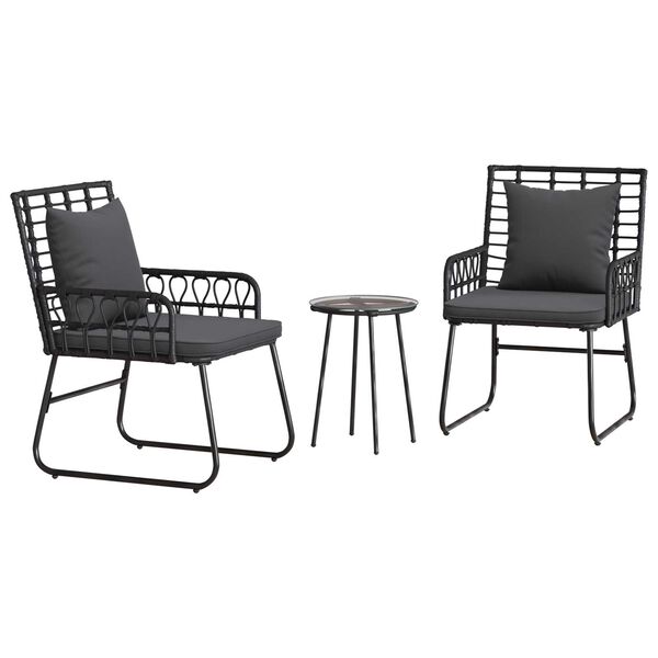 vidaXL Σέτ φαγητού για κήπο 3 pcs Μαύρο, Ανθρακί 35 x 35 x 45 εκ