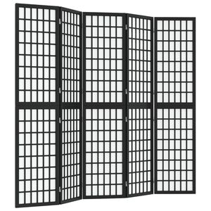 vidaXL Παραβάν Ιαπωνικού Στιλ με 5 Πάνελ Πτυσσόμενο Μαύρο 200x170 εκ.