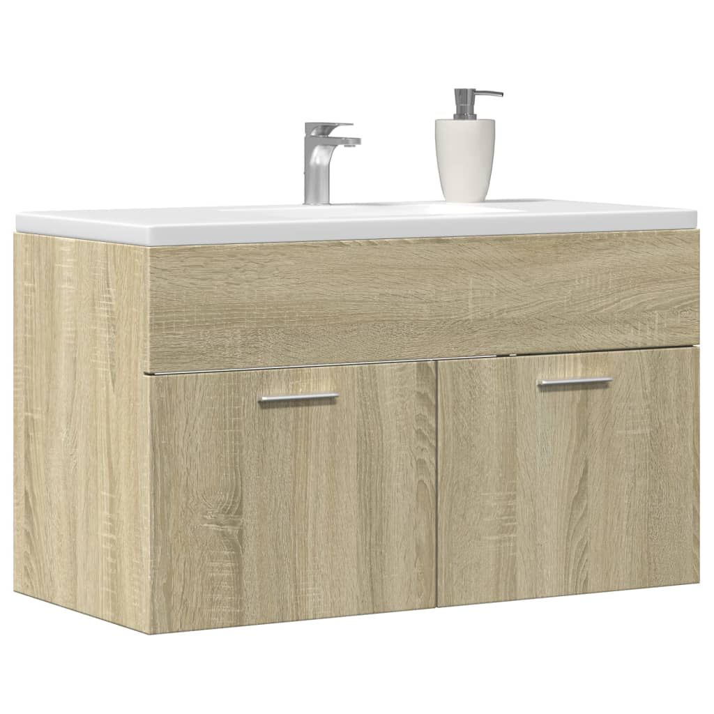 vidaXL Ντουλάπι Νιπτήρα Sonoma Δρυς 80 x 38,5 x 46 εκ. από Επεξ. Ξύλο