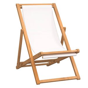 vidaXL Ξαπλώστρα Κρεμ 56 x 105 x 96 εκ. από Ξύλο Teak