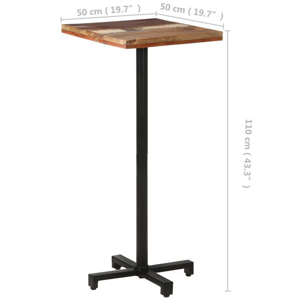 vidaXL Τραπέζι Bistro Τετράγωνο 50x50x110 εκ. Μασίφ Ανακυκλωμένο Ξύλο