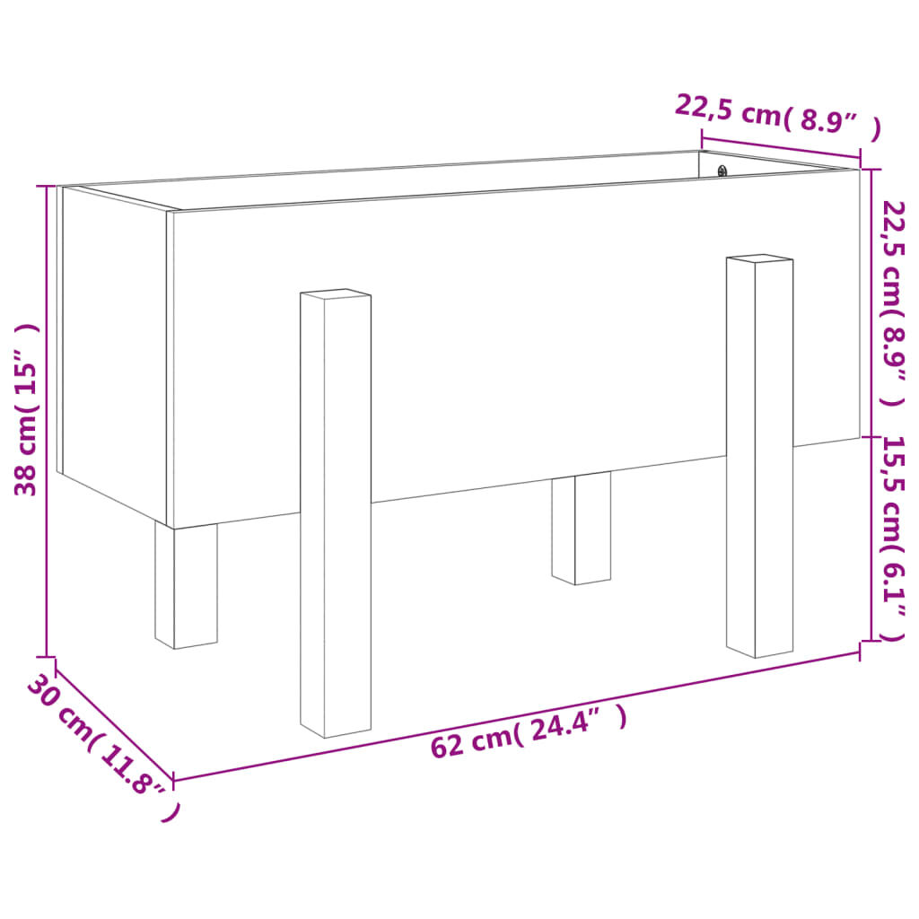 vidaXL Ζαρντινιέρα Γκρι 62 x 30 x 38 εκ. από Μασίφ Ξύλο Πεύκου