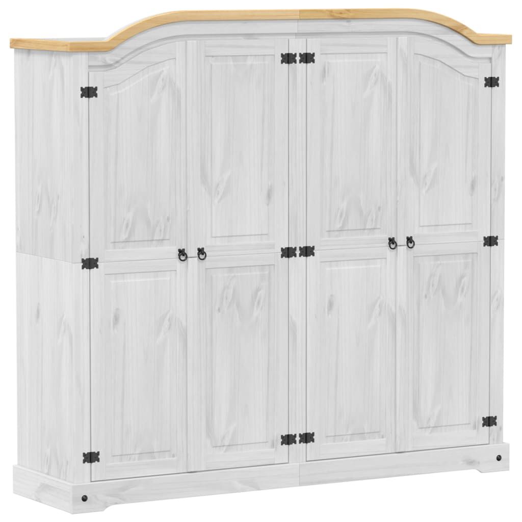 vidaXL Ντουλάπα Corona Λευκό 194x52x186 εκ. από Μασίφ Ξύλο Πεύκου