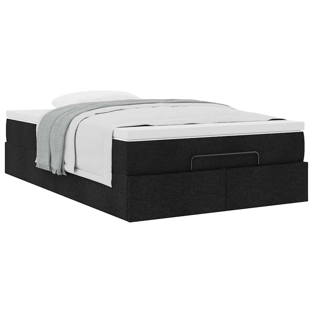 vidaXL Οθωμανικό κρεβάτι με στρώμα Μαύρο 120x190 cm Ύφασμα