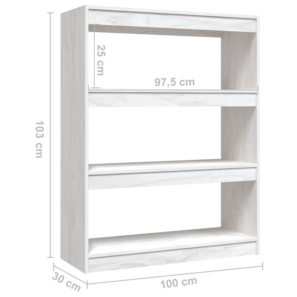vidaXL Βιβλιοθήκη/Διαχωριστικό Χώρου Λευκό 100x30x103 εκ. Ξύλο Πεύκου