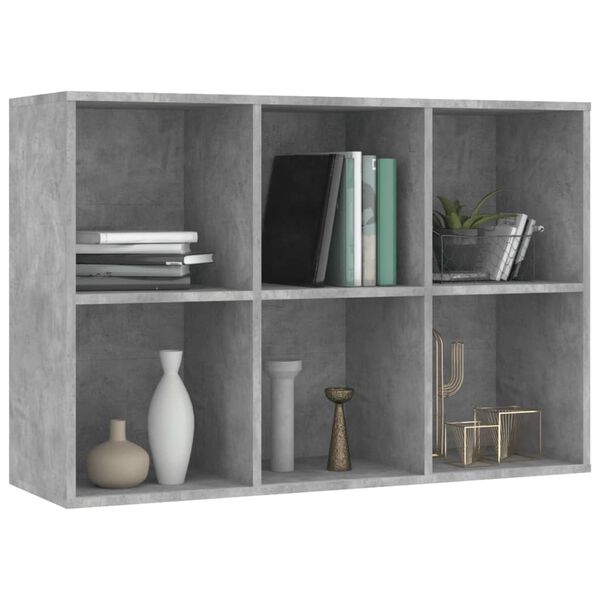 vidaXL Ραφιέρα/Βιβλιοθήκη Γκρι Σκυροδέματος 66x30x98 εκ. Επεξ. Ξύλο