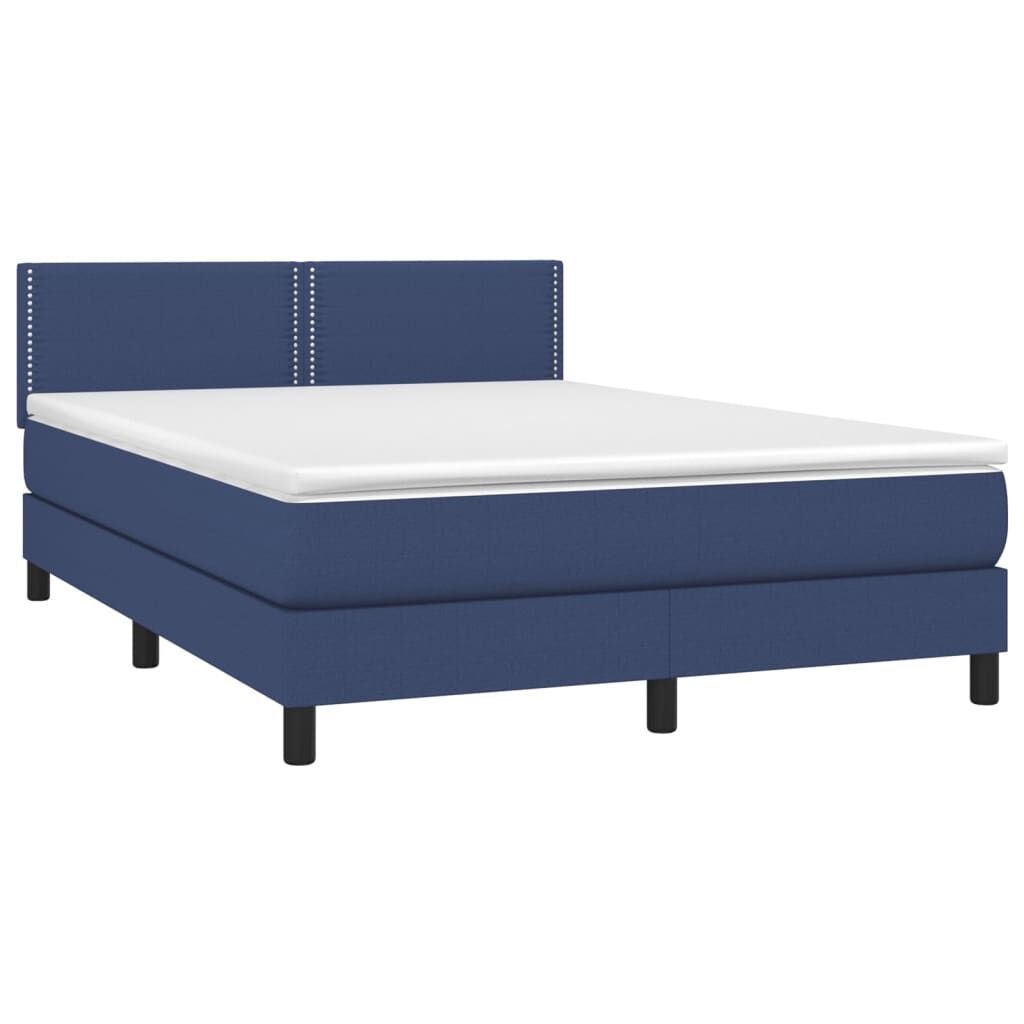 vidaXL Κρεβάτι Boxspring με Στρώμα & LED Μπλε 140x200 εκ. Υφασμάτινο
