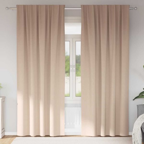 vidaXL &Kappa;&omicron;&upsilon;&rho;&tau;ί&nu;&epsilon;&sigmaf; &Mu;&alpha;ύ&rho;&eta;&sigmaf; Ύ&phi;&alpha;&nu;&sigma;&eta;&sigmaf; &mu;&epsilon; &Delta;&alpha;&chi;&tau;&upsilon;&lambda;ί&delta;&iota;&alpha; 2 pcs Taupe