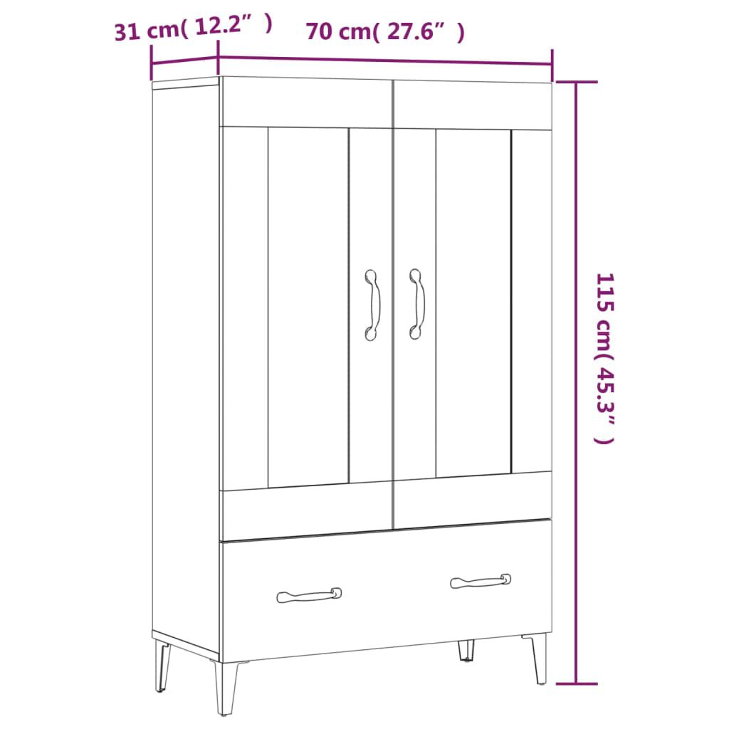 vidaXL Ντουλάπι Γκρι Σκυροδέματος 70x31x115 εκ. από Επεξεργασμένο Ξύλο