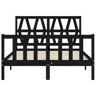 vidaXL Πλαίσιο Κρεβατιού με Κεφαλάρι Μαύρο 140x190 εκ. Μασίφ Ξύλο