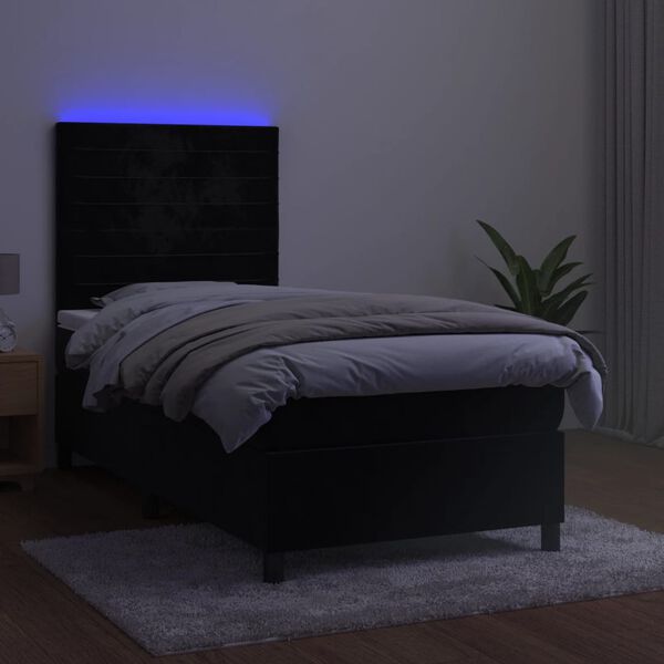 vidaXL &Kappa;&rho;&epsilon;&beta;ά&tau;&iota; Boxspring &mu;&epsilon; &Sigma;&tau;&rho;ώ&mu;&alpha; & LED &Mu;&alpha;ύ&rho;&omicron; 80x200 &epsilon;&kappa;. &Beta;&epsilon;&lambda;&omicron;ύ&delta;&iota;&nu;&omicron;