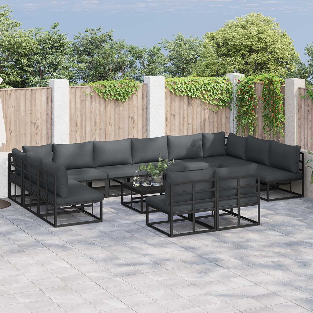 vidaXL Σετ Καναπέ Κήπου 13 pcs Μαύρο 70 x 70 x 32 εκ Αλουμίνιο