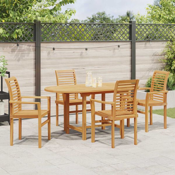vidaXL Σέτ φαγητού για κήπο 5 pcs Καφέ Μασίφ ξύλο teak