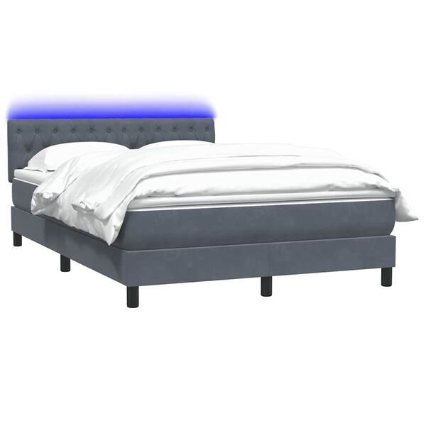 vidaXL &Kappa;&rho;&epsilon;&beta;ά&tau;&iota; Boxspring &mu;&epsilon; &Sigma;&tau;&rho;ώ&mu;&alpha; & LED &Sigma;&kappa;&omicron;ύ&rho;&omicron; &gamma;&kappa;&rho;&iota; 140x220 cm &Beta;&epsilon;&lambda;&omicron;ύ&delta;&iota;&nu;&omicron;