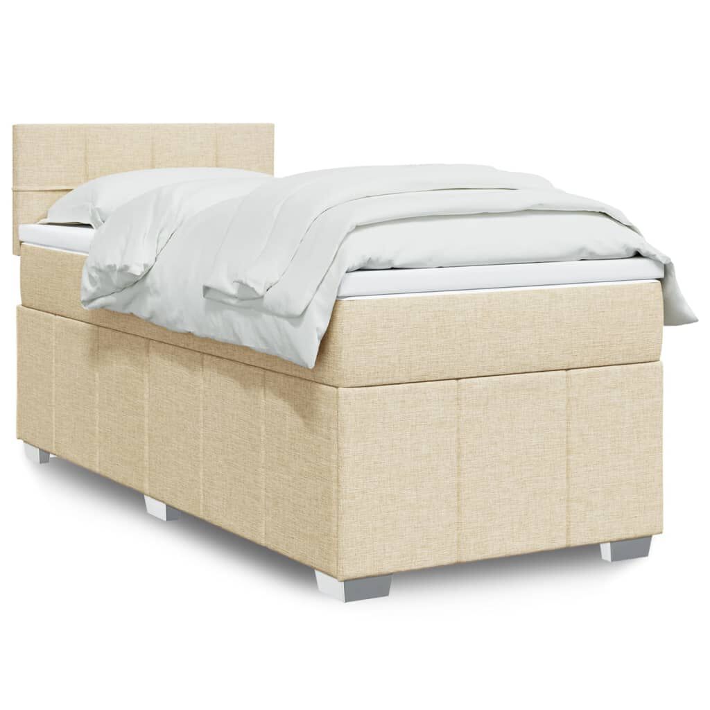 vidaXL Κρεβάτι Boxspring με Στρώμα Κρεμ 80 x 200 εκ. Υφασμάτινο