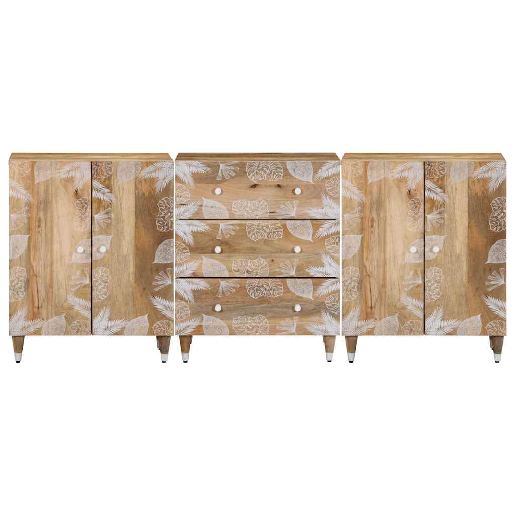 vidaXL Sideboards 3 τεμάχια 60x33,5x75 cm μασίφ ξύλο Mango