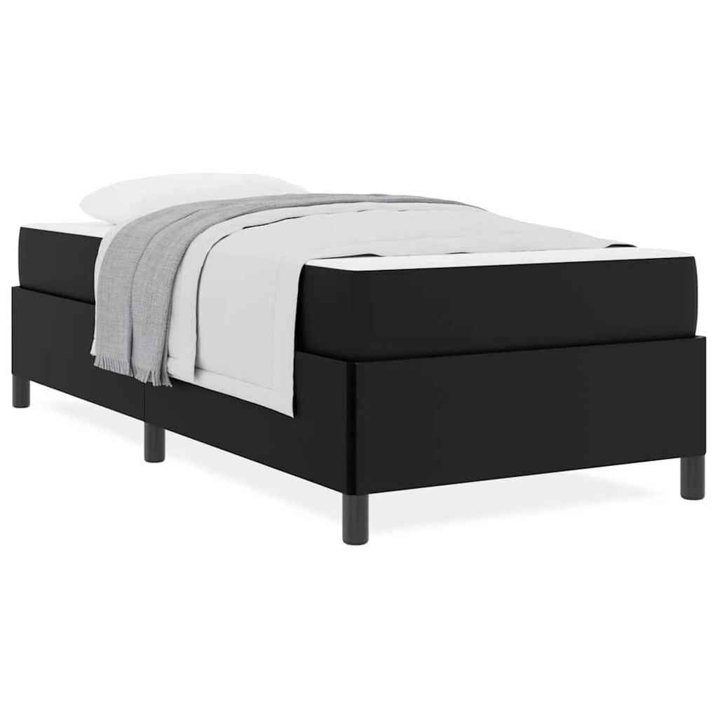 vidaXL Σκελετός κρεβατιού με στρώμα Μαύρο 80 x 200 cm Τεχνητό δέρμα