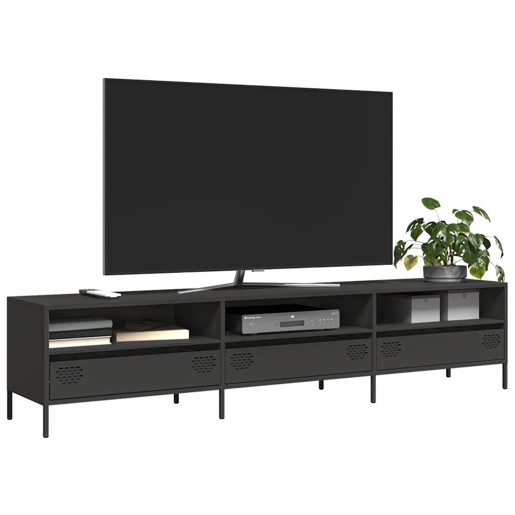 vidaXL Έπιπλο Τηλεόρασης Μαύρο 202x39x43,5 εκ. Χάλυβας Ψυχρής Έλασης