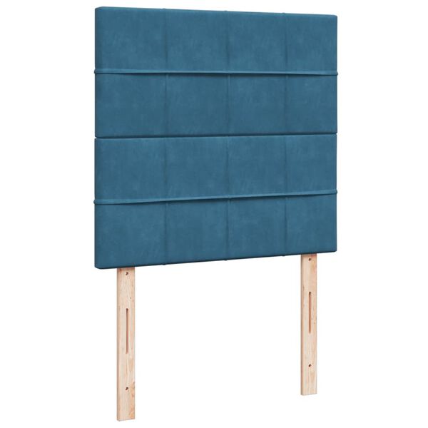 vidaXL Κρεβάτι Boxspring με Στρώμα Μπλε 90x200 εκ. Βελούδινο