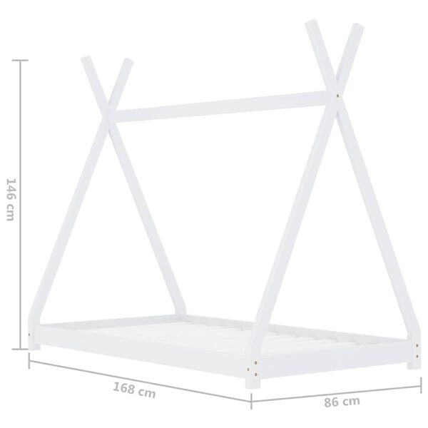 vidaXL Πλαίσιο Κρεβατιού Παιδικό Λευκό 80 x 160 εκ. Μασίφ Ξύλο Πεύκου