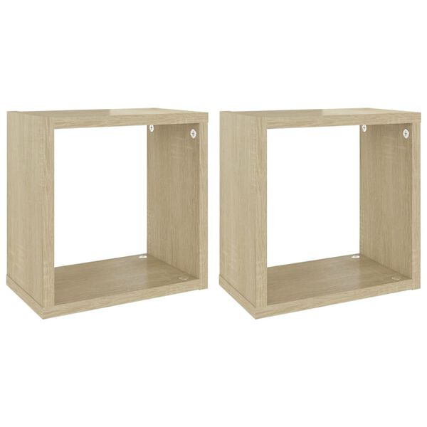 vidaXL Ράφια Κύβοι Τοίχου 2 τεμ. Sonoma Δρυς 26 x 15 x 26 εκ.