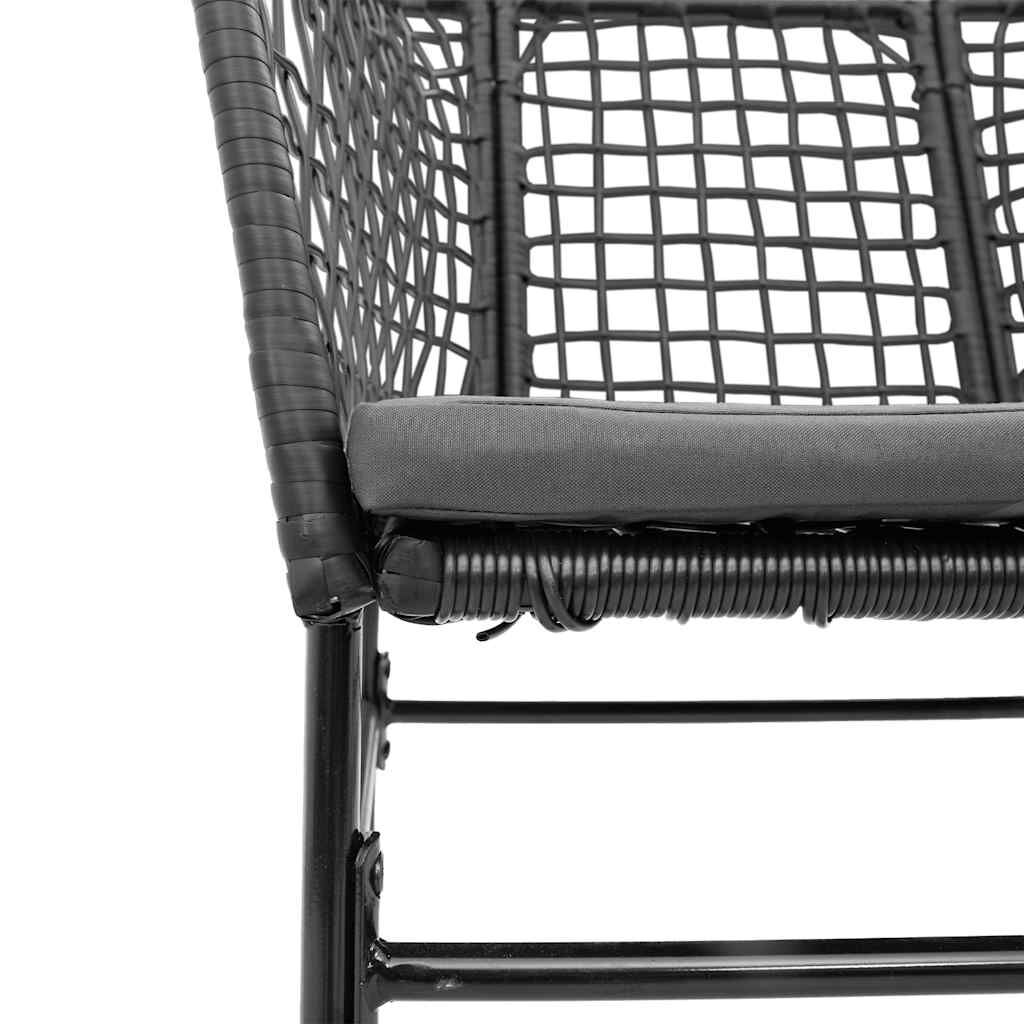 vidaXL Σετ Τραπεζαρίας Κήπου 3τεμ. Μαύρο Συνθ.Ρατάν/Γυαλί με Μαξιλάρια
