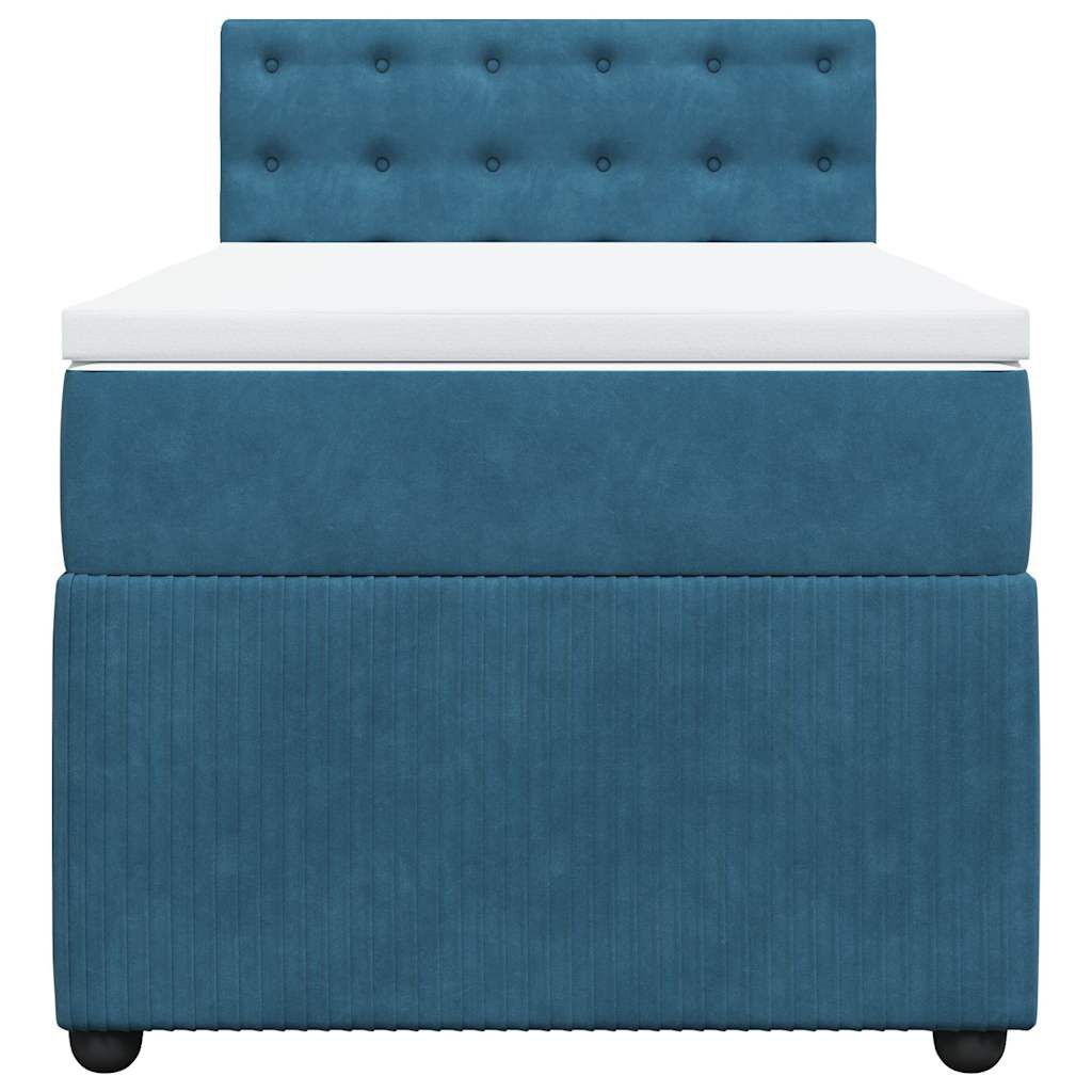 vidaXL Κρεβάτι Boxspring με Στρώμα Μπλε 80 x 200 εκ. Βελούδινο