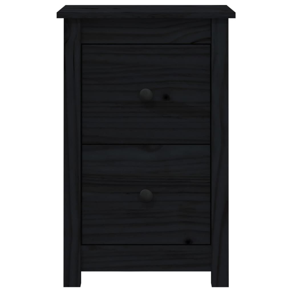 vidaXL Κομοδίνο Μαύρο 40 x 35 x 61,5 εκ. από Μασίφ Ξύλο Πεύκου