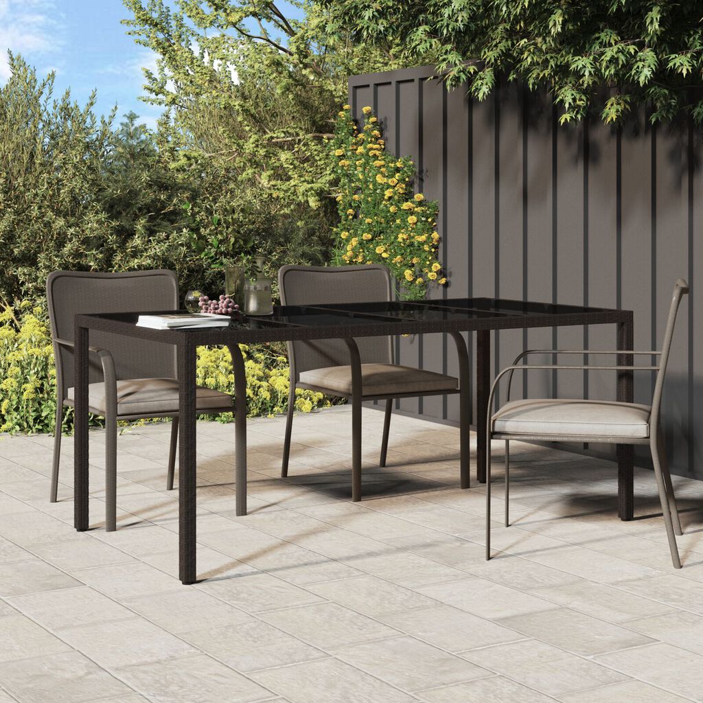 vidaXL Τραπέζι Φαγητού Κήπου Καφέ 190x90x75 εκ Πολυ Ράταν