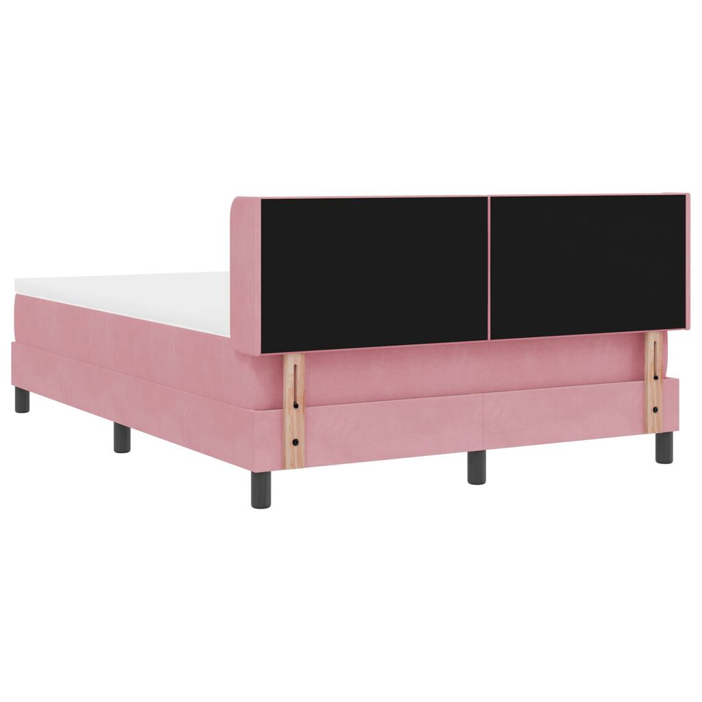 κρεβάτι Box Spring με στρώμα vidaXL Ροζ 160x200 εκ. βελούδο