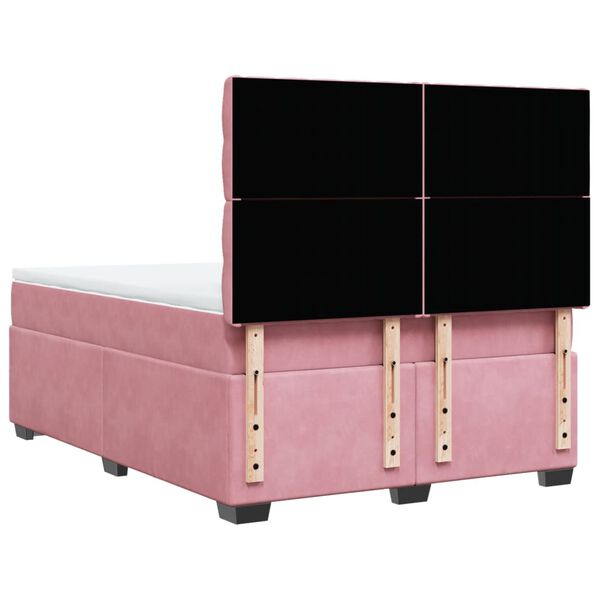 vidaXL Κρεβάτι Boxspring με Στρώμα Ροζ 160x200 εκ. Βελούδινο